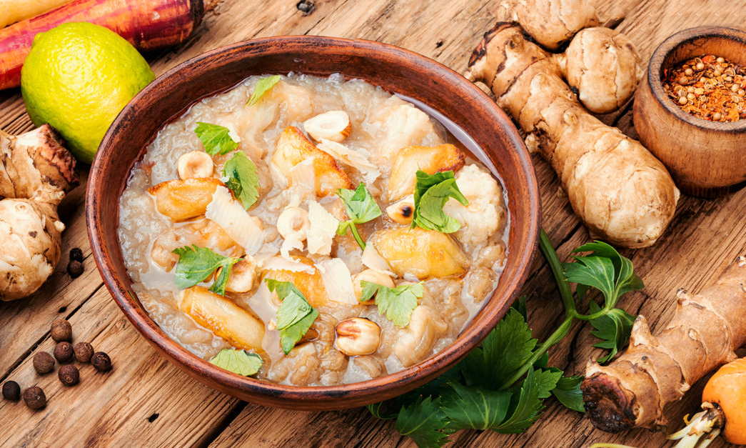 Sopa de alcachofas de Jerusalén