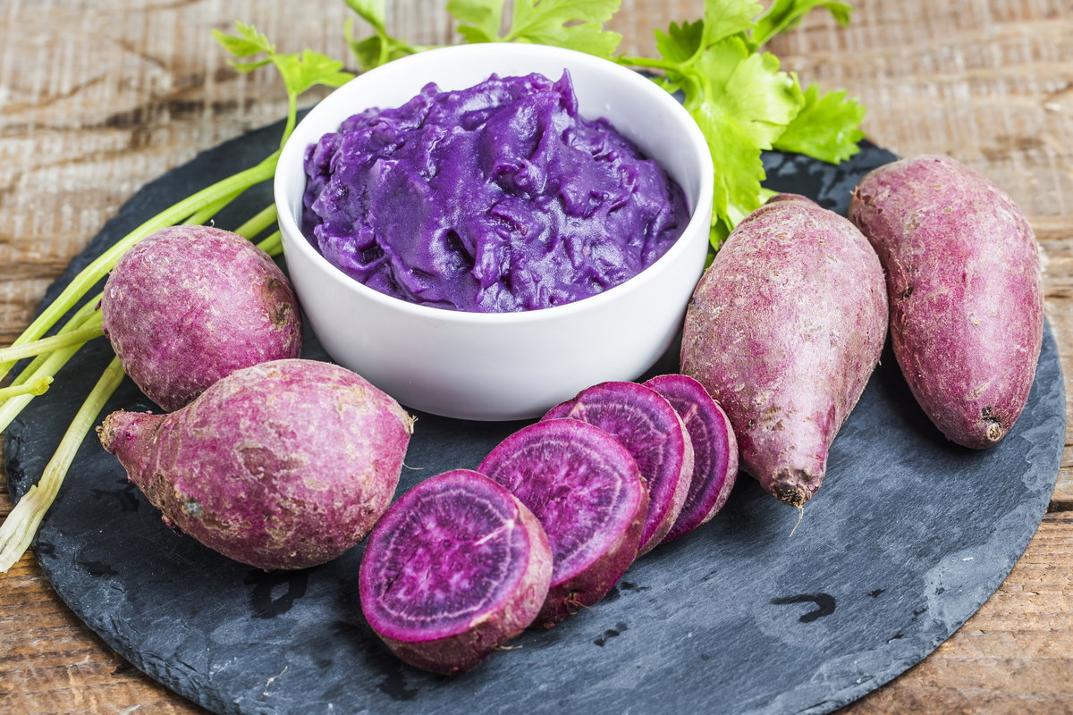 puré de patatas moradas