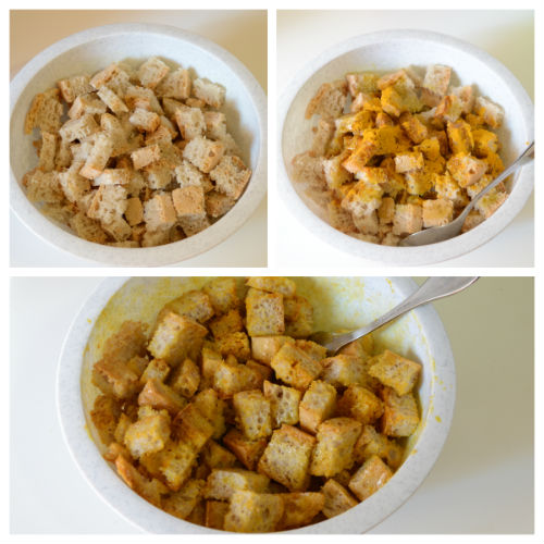 Crutones aterciopelados de puerro y cúrcuma 3