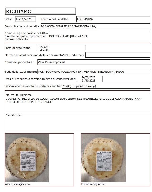 alerta de focaccia friarielli