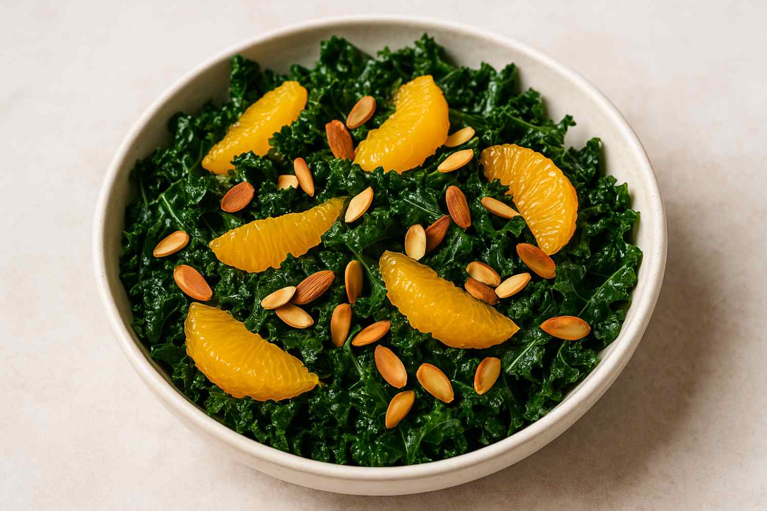 ensalada de col negra y almendras