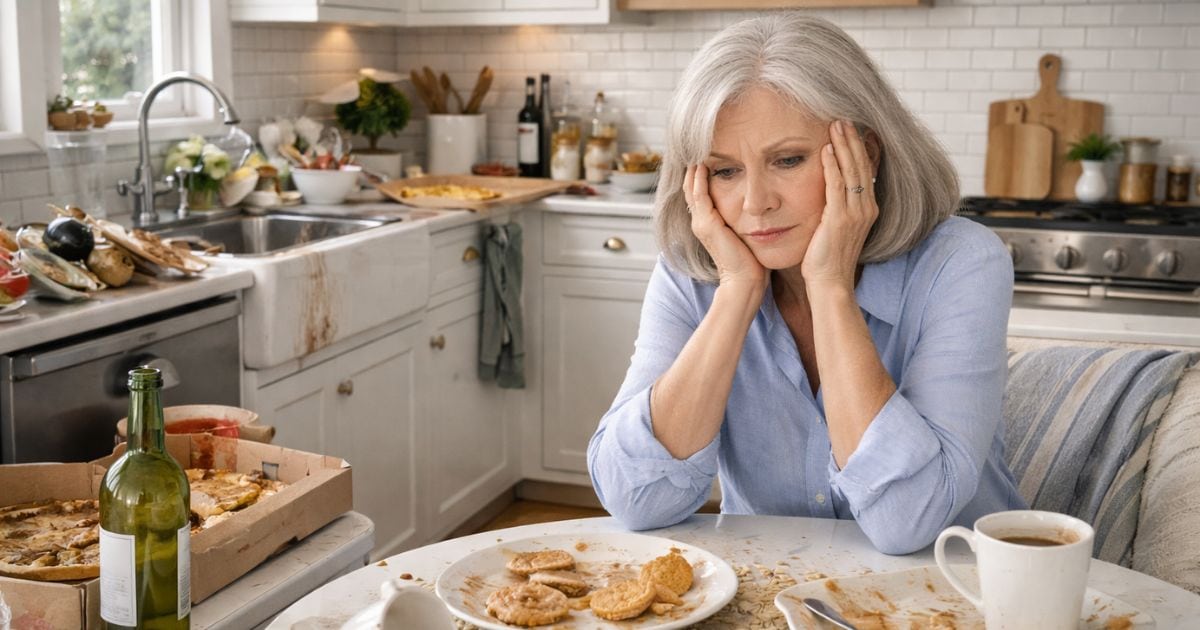 woman looking at all the thing in your kitchen you should toss asap