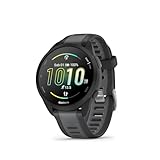 Garmin Forerunner 165, reloj inteligente para correr, 43 mm, GPS, cardio, VO2max, informe matutino, estado de HRV, planes gratuitos de 5K, 10K y 21K, preparación para el entrenamiento, GarminPay (negro y gris pizarra)