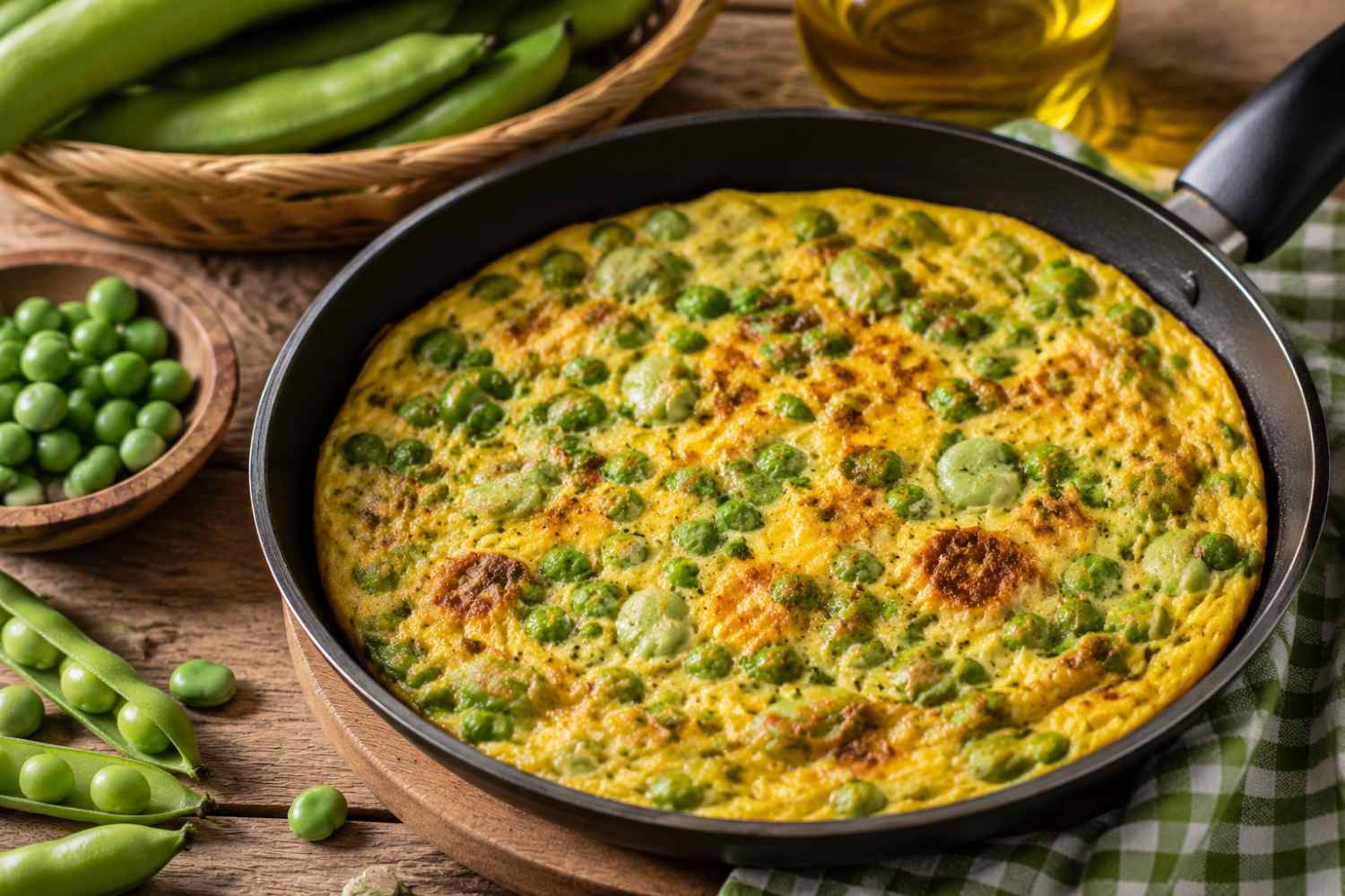 tortilla de habas y guisantes