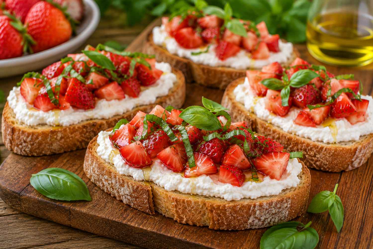 bruschetta con ricotta y fresas