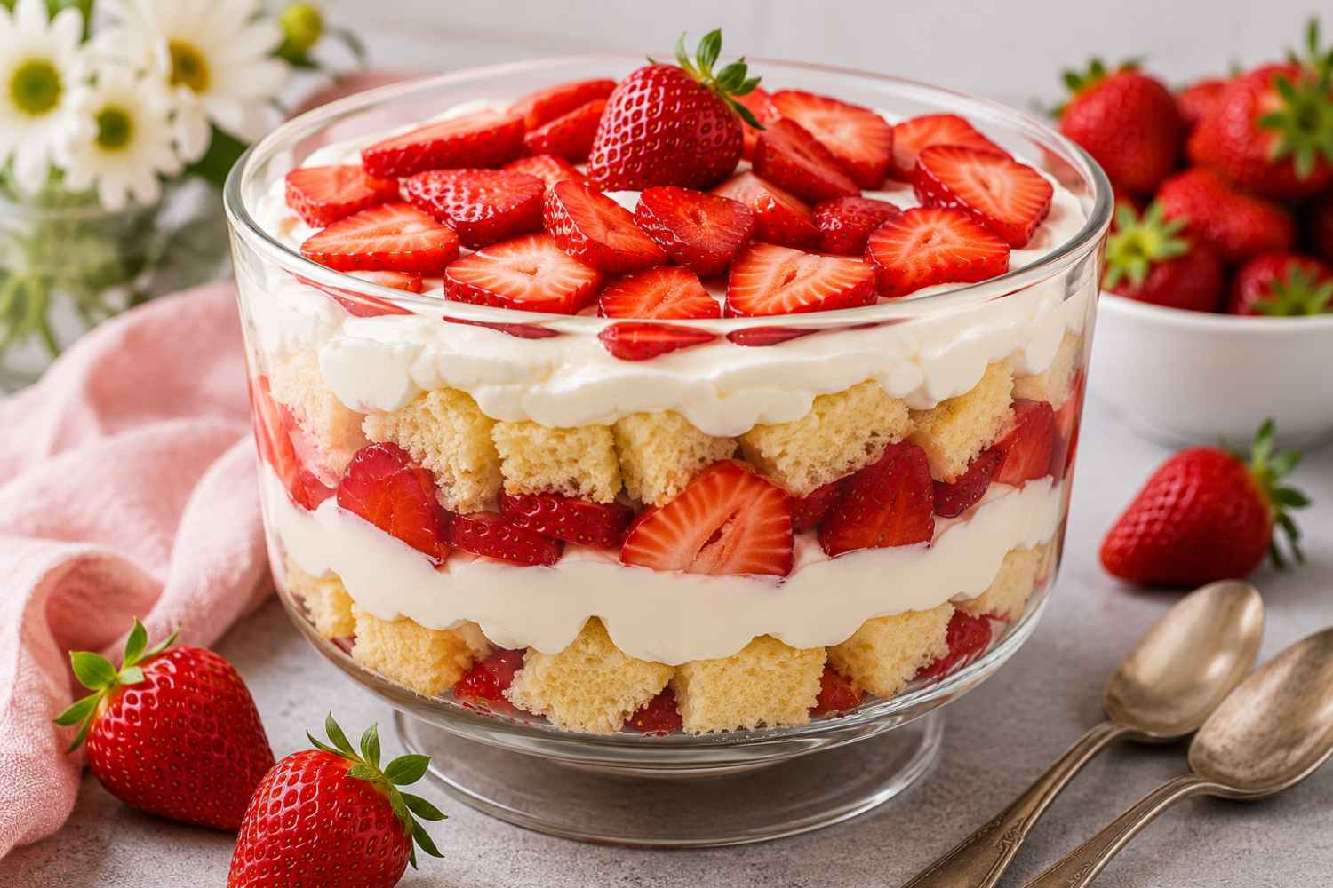 bizcocho y fresas