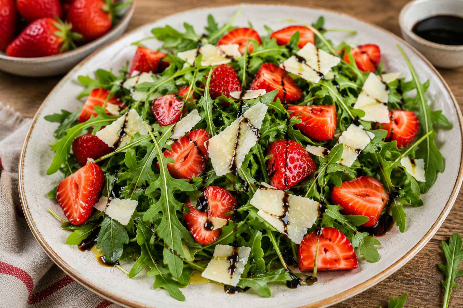 ensalada de fresas y rúcula