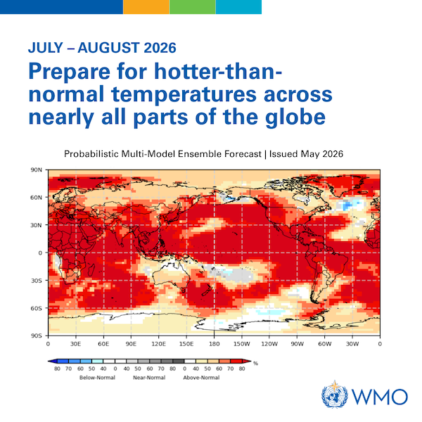 Actualización climática estacional global - julio-agosto de 2026 - temperatura