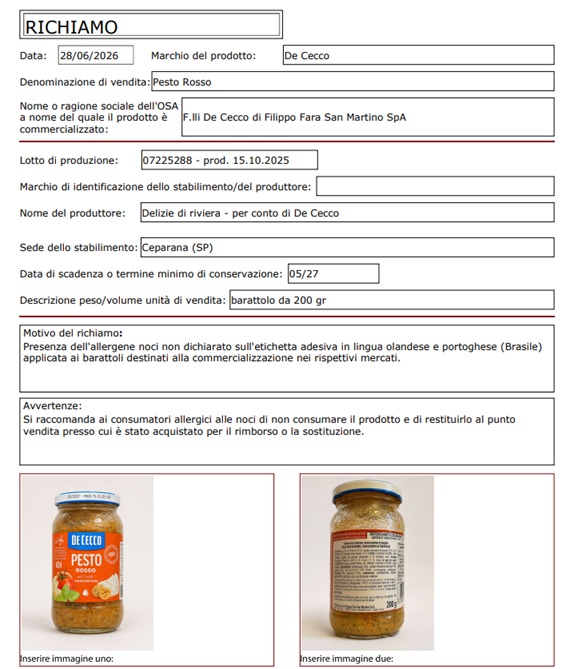 Pesto de Cecco recuerda en el extranjero