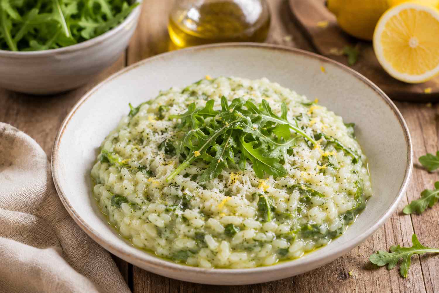 risotto de rúcula y limón