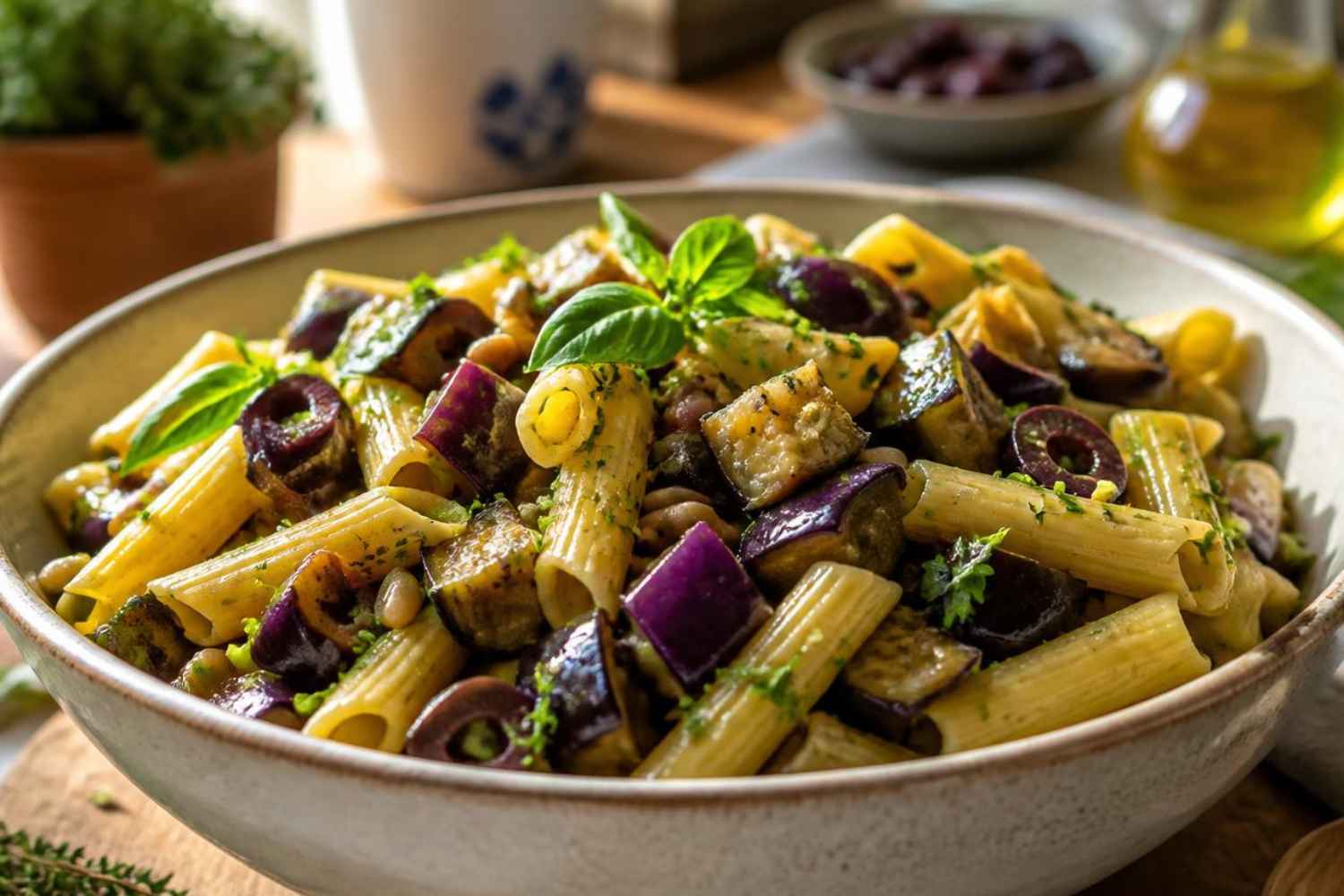 Pasta fría de berenjena y aceitunas