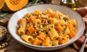 ¿Tienes calabaza en la nevera? Prueba esta pasta con piñones tostados, sencilla e irresistible