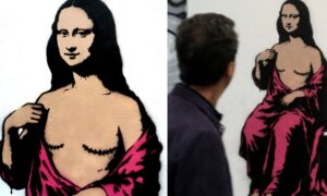 La Mona Lisa muestra las cicatrices de la mastectomía: en Milán el mural que rompe los tabúes sobre el cáncer de mama (y pide prevención)
